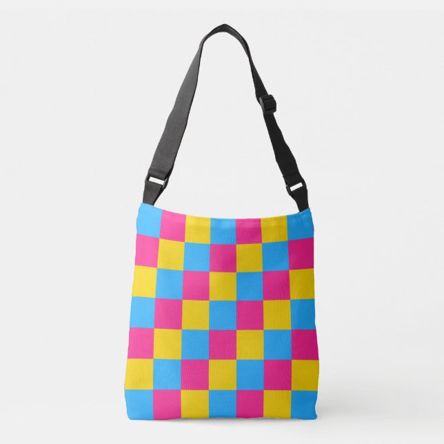 Pansexuality colours chequered pattern crossbody b bag (Front)