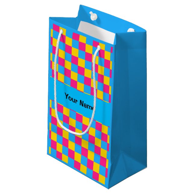 Pansexuality colours chequered pattern gift bag (Front Angled)