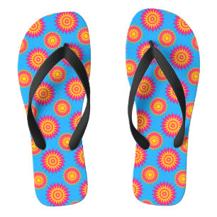 Pansexuality pride / blue geometric flower pattern flip flops