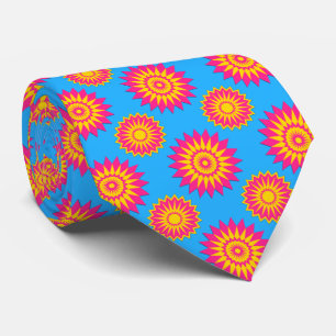Pansexuality pride flag / blue flower pattern tie