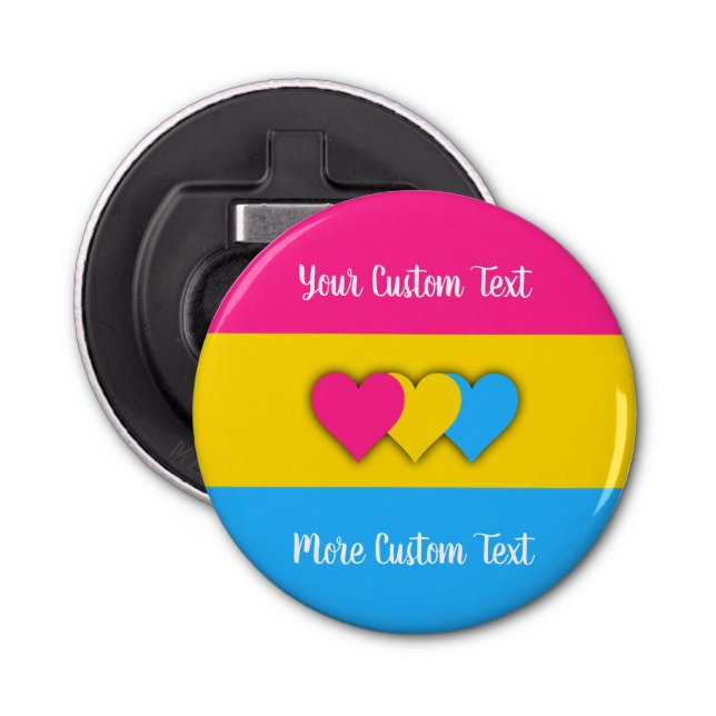 Pansexuality pride flag with text bottle opener (Front)
