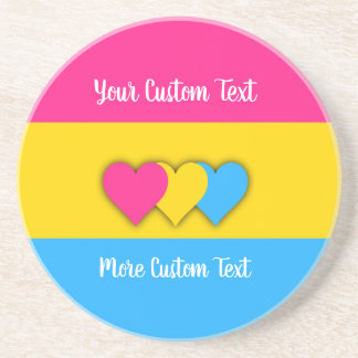 Pansexuality pride flag with text coaster