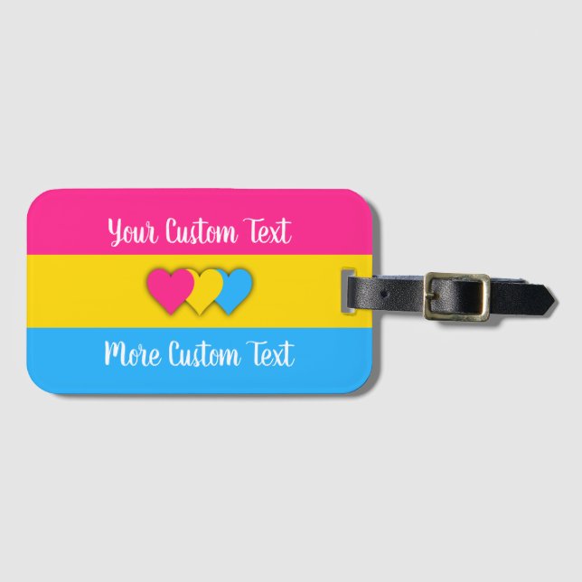 Pansexuality pride flag with text luggage tag (Front Horizontal)