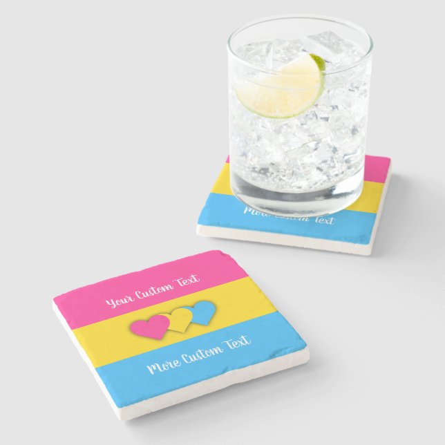 Pansexuality pride flag with text  stone coaster (Side)