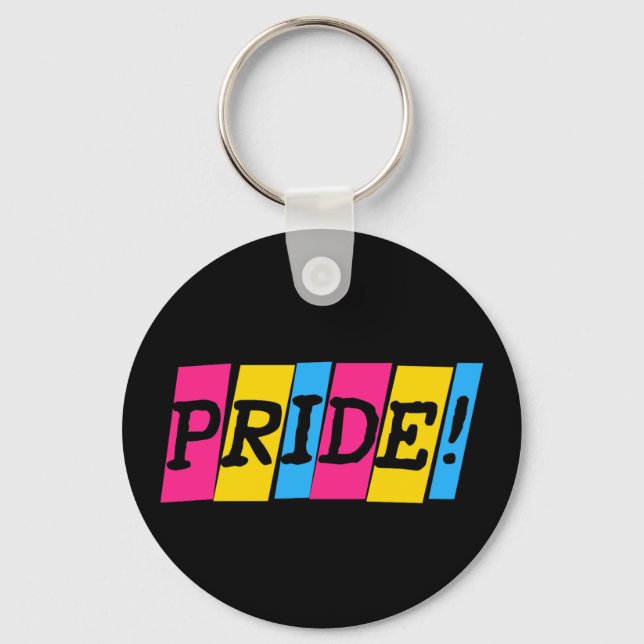 Pansexuality pride text sign key ring (Front)