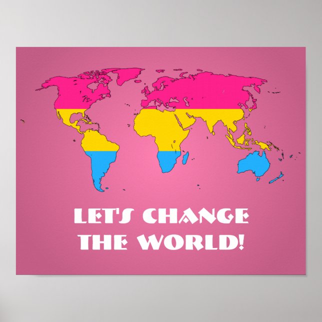 Pansexuality pride world map poster (Front)