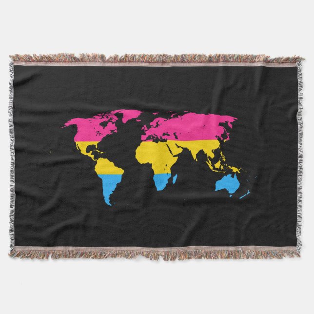 Pansexuality pride world map throw blanket (Front)