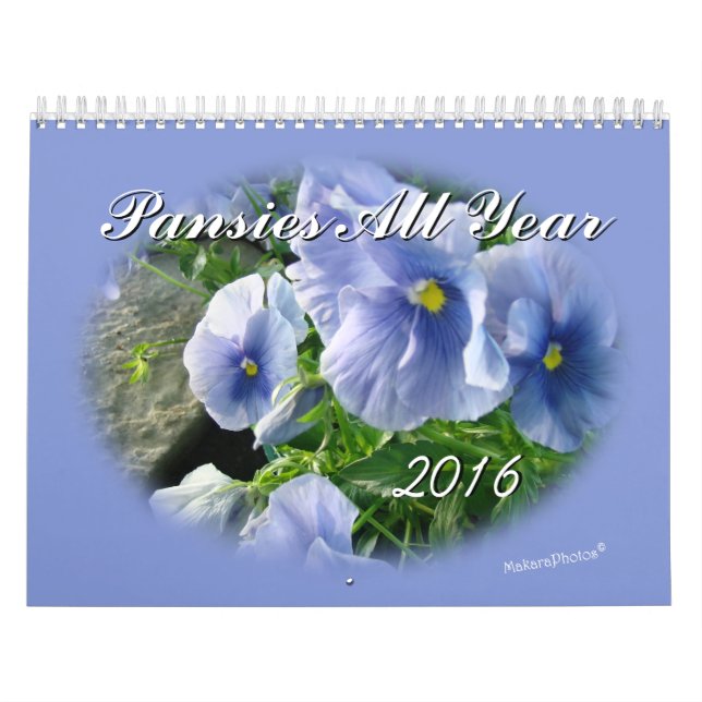 Pansies 2016 Calendar-customise year needed Calendar (Cover)