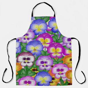 Pansies Allover Print Apron