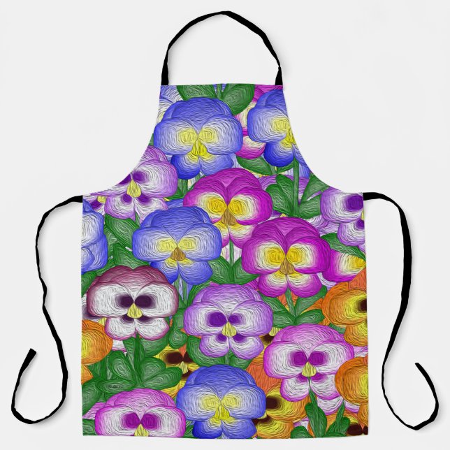 Pansies Allover Print Apron (Front)