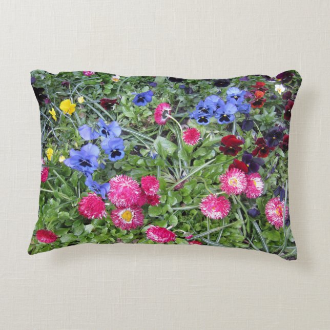 Pansies and Daisies Accent Pillow (Back)