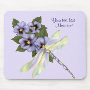 Pansies and Dragonfly Mouse Mat