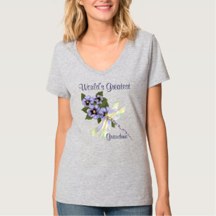 Pansies and Dragonfly T-Shirt