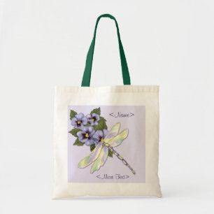 Pansies and Dragonfly Tote Bag
