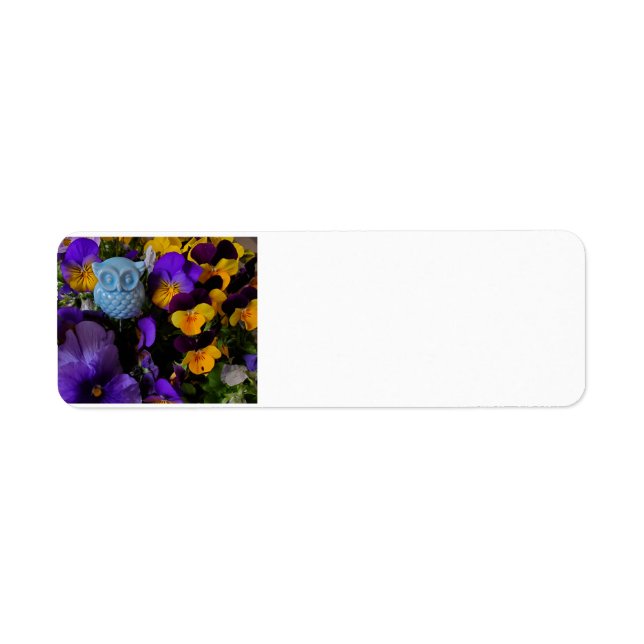 Pansies and owl address label (Front)
