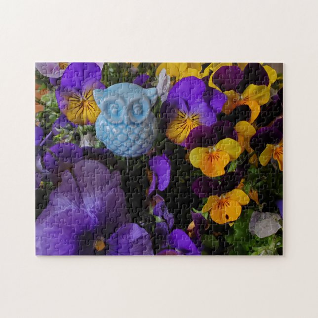 Pansies and owl puzzle (Horizontal)
