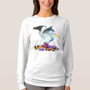 pansies and pelicans t-shirt