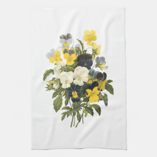Pansies and Violets Viintage Art Tea Towel