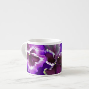 Pansies art stylised purple espresso mug