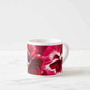 Pansies art stylised red pink espresso mug