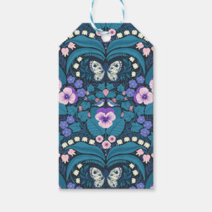 Pansies, birds and butterflies gift tags