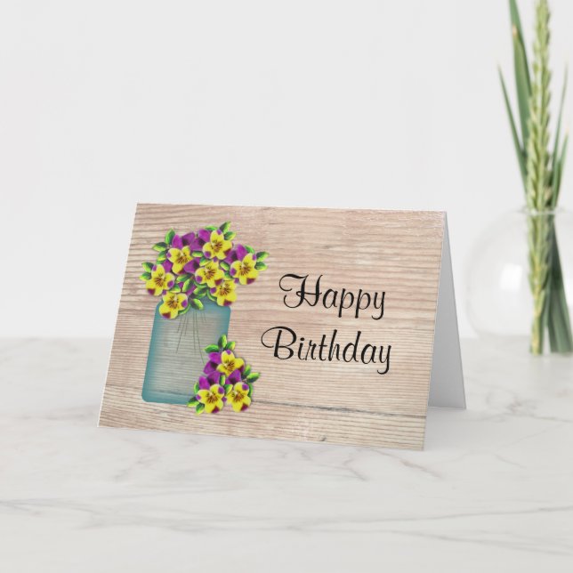 Pansies Birthday Card (Large Print) (Front)