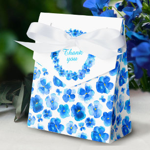 Pansies blue floral watercolor art thank you box