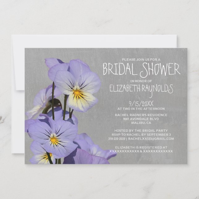 Pansies Bridal Shower Invitations (Front)