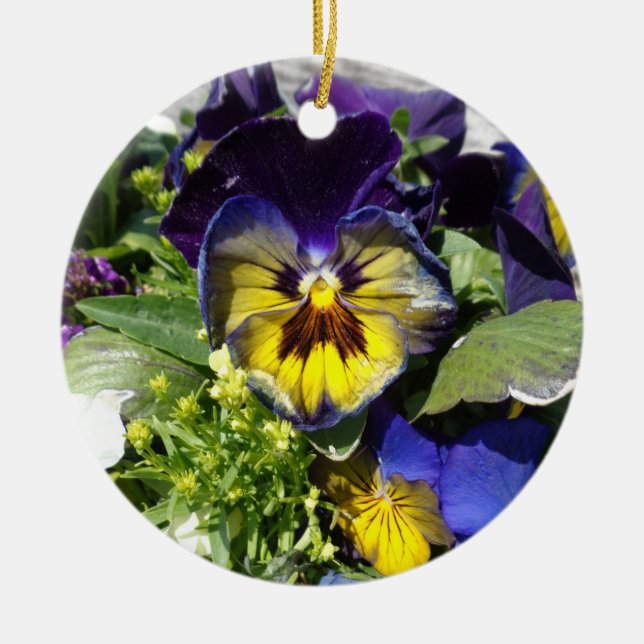 PANSIES! CERAMIC TREE DECORATION (Front)