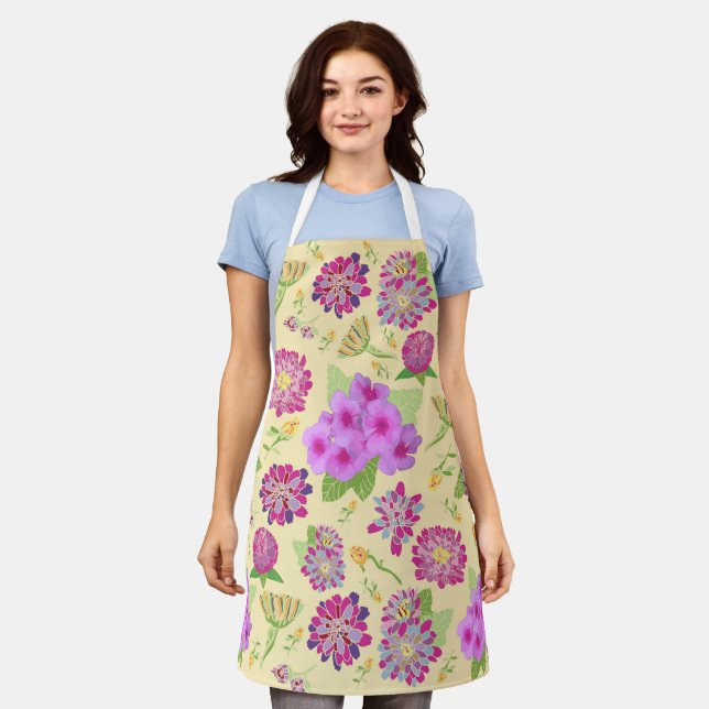 Pansies Floral Bouquet Apron (Worn)