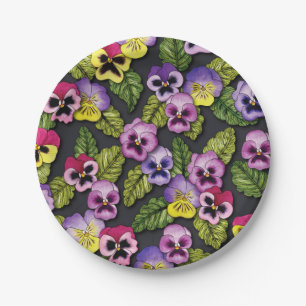 Pansies Floral Paper Plates