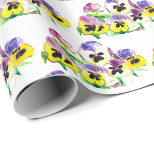 Pansies Floral Vintage Garden Painted Wrapping Pap Paper