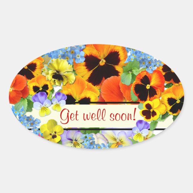 Pansies & Forget-me-nots Oval Sticker (Front)