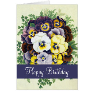 Pansies Happy Birthday Greeting Card