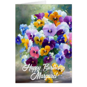 Pansies Happy Birthday Greeting Card