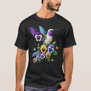 Pansies Hummingbird Pansy Flower Gardening Floral T-Shirt