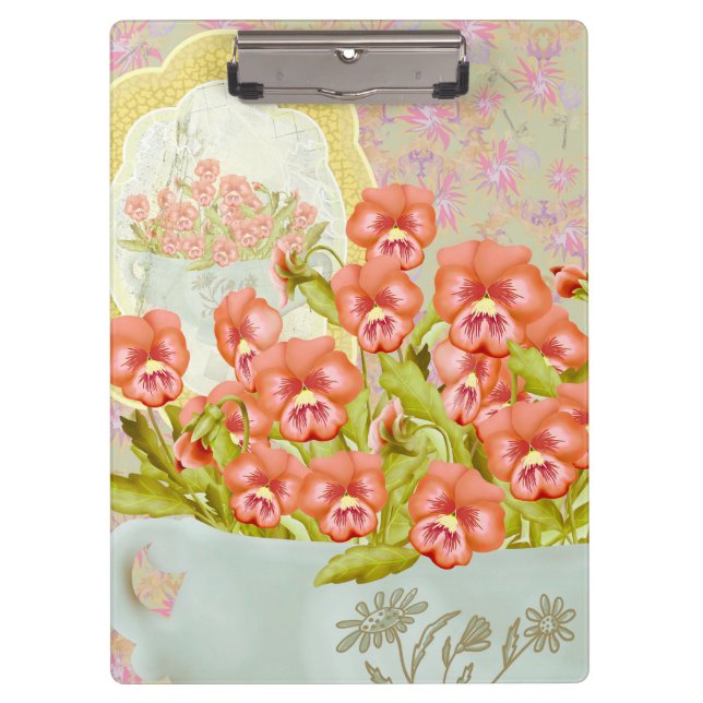 Pansies in a Bowl Clipboard (Front)