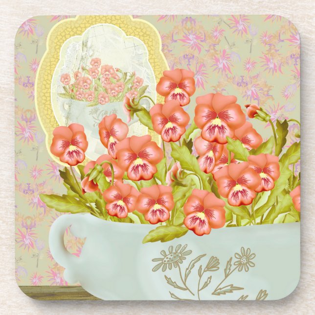 Pansies in a Bowl  Coaster (Front)