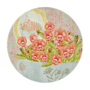 Pansies in a Bowl  Cutting Board