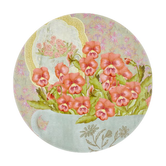 Pansies in a Bowl  Cutting Board (Front)