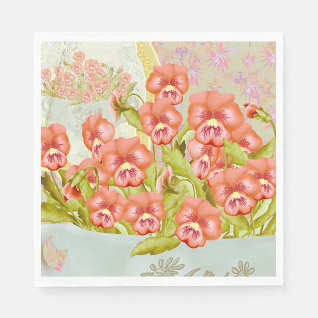 Pansies in a Bowl Napkin (Front)