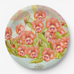 Pansies in a Bowl Paper Plate