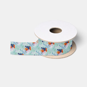 PANSIES IN A TEACUP SATIN RIBBON