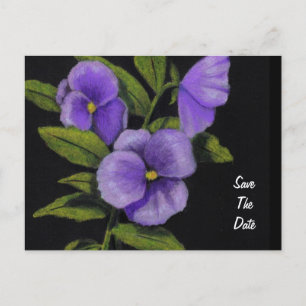 Pansies in Colour Pencil: Save the Date Announcement Postcard
