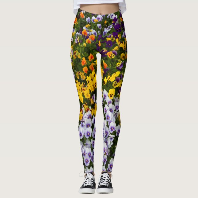 pansies in the garden. Natural image Leggings (Front)