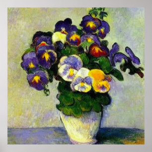 Pansies in vase poster