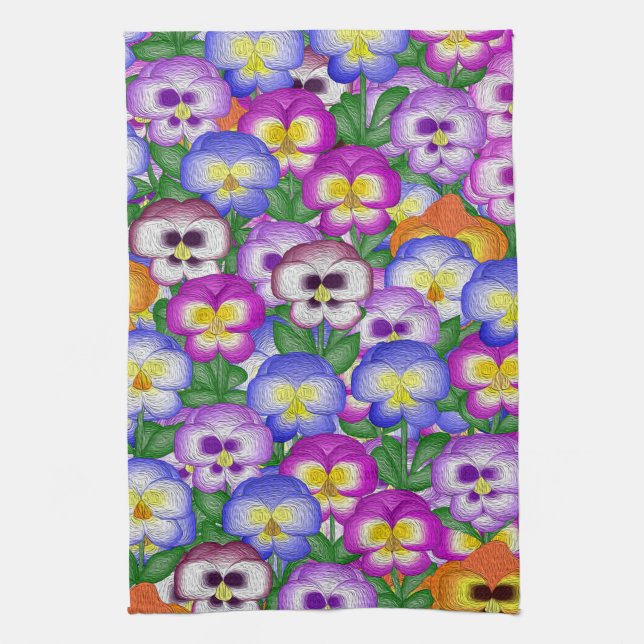 Pansies Kitchen Towel (Vertical)
