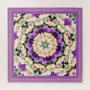 Pansies Mandala: Antique Purple Jigsaw Puzzle