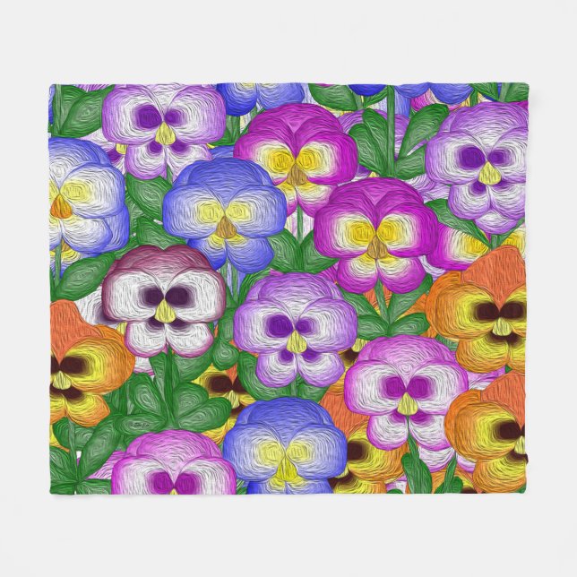 Pansies Medium Fleece Blanket (Front (Horizontal))