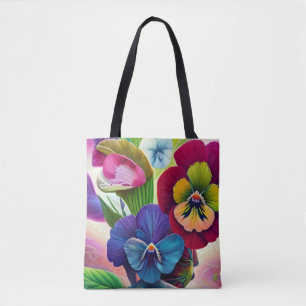 Pansies on a clamshell   tote bag
